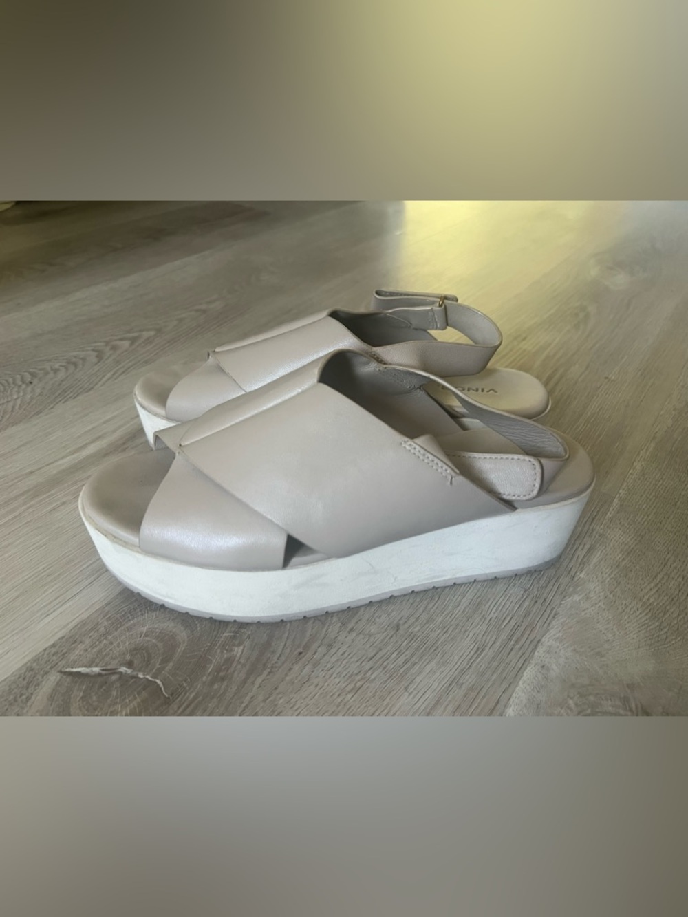 Vince Cream Leather Crossover Slingback Sandals - Women